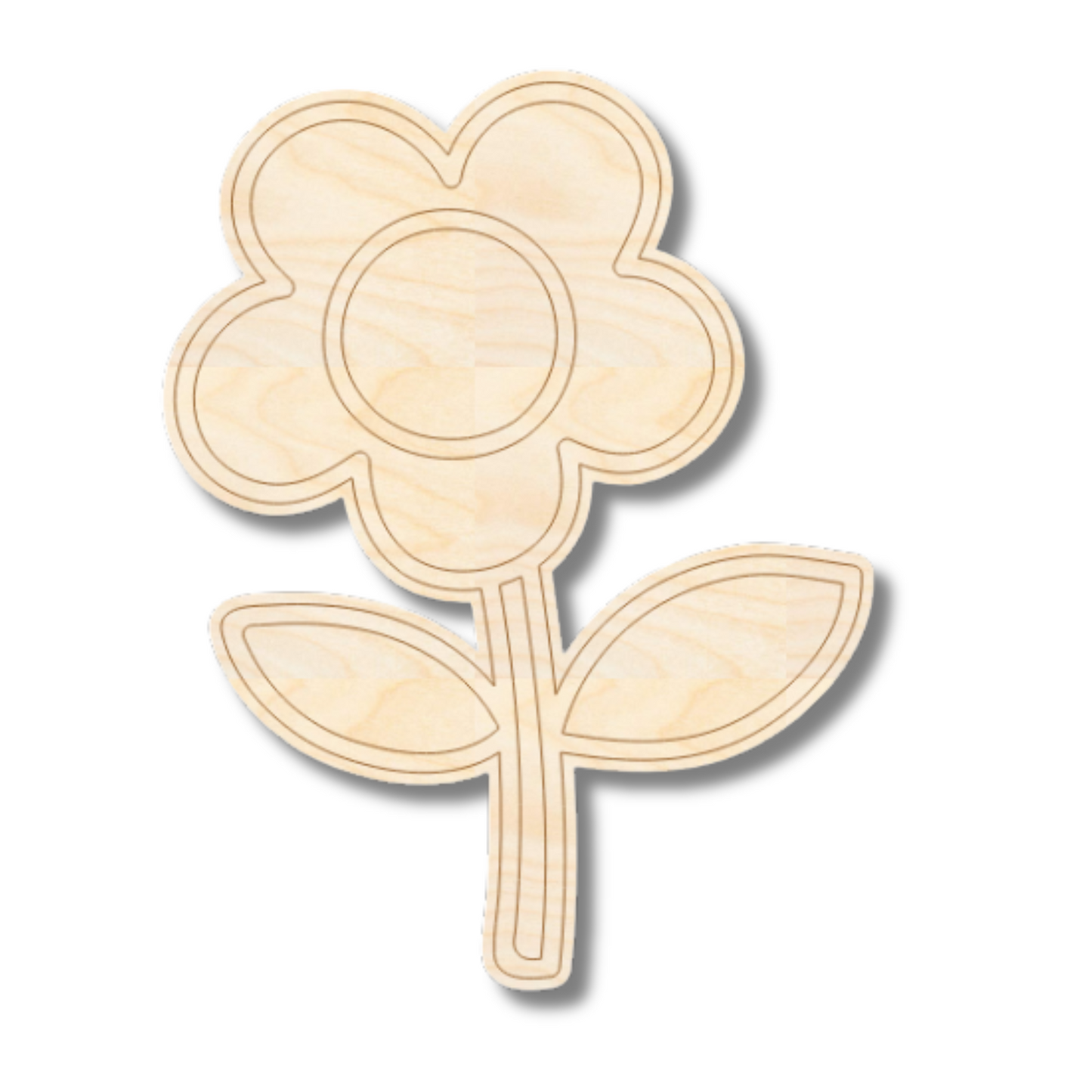 Unfinished Wood Etched Farm Flower Shape | Paint By Line Crafts | up to 30" DIY