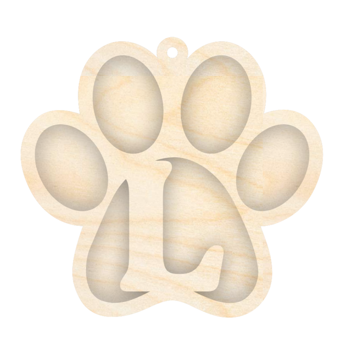 Unfinished Wood Layered Letter Paw Print Tags | A-Z | 2 Piece | 5" Wide | 1/8" Wood | Wood Craft DIY