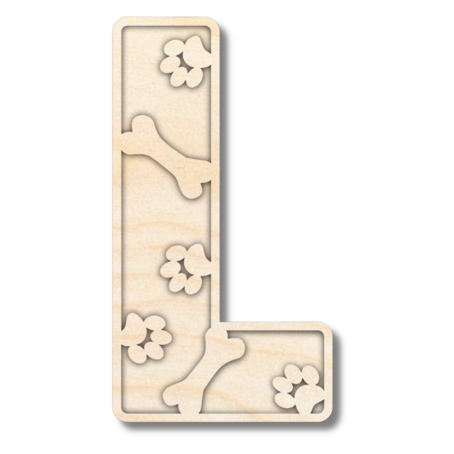 Unfinished Wood Layered Themed Letters | Paw Print | A-Z | 2 Piece | up to 24"