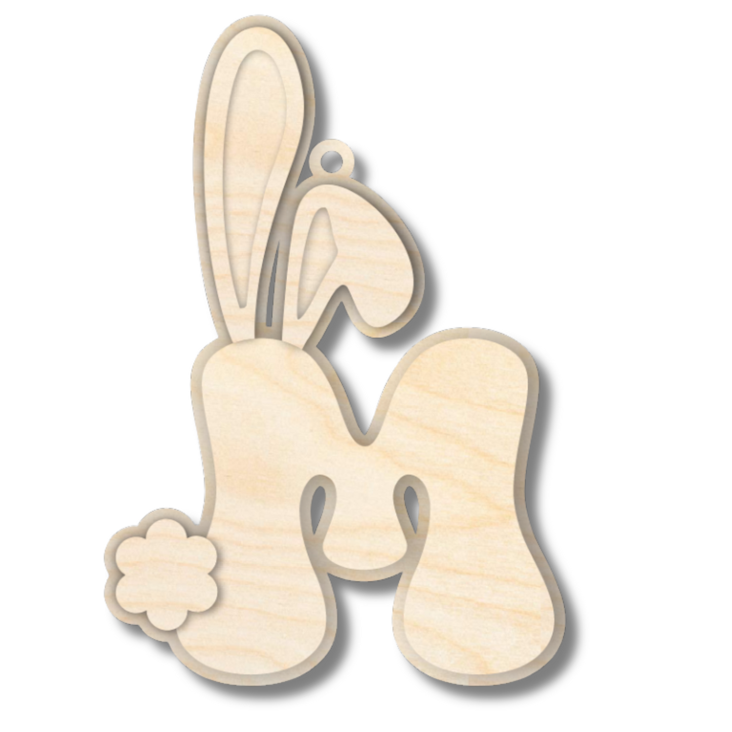 Unfinished Wood Layered Letter Bunny Tags| A-Z | 4 Piece | 6" Tall | 1/8" Wood | Wood Craft DIY