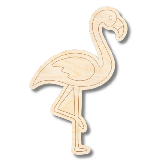 Unfinished Wood Etched Flamingo Shape | Paint By Line Crafts | up to 30" DIY