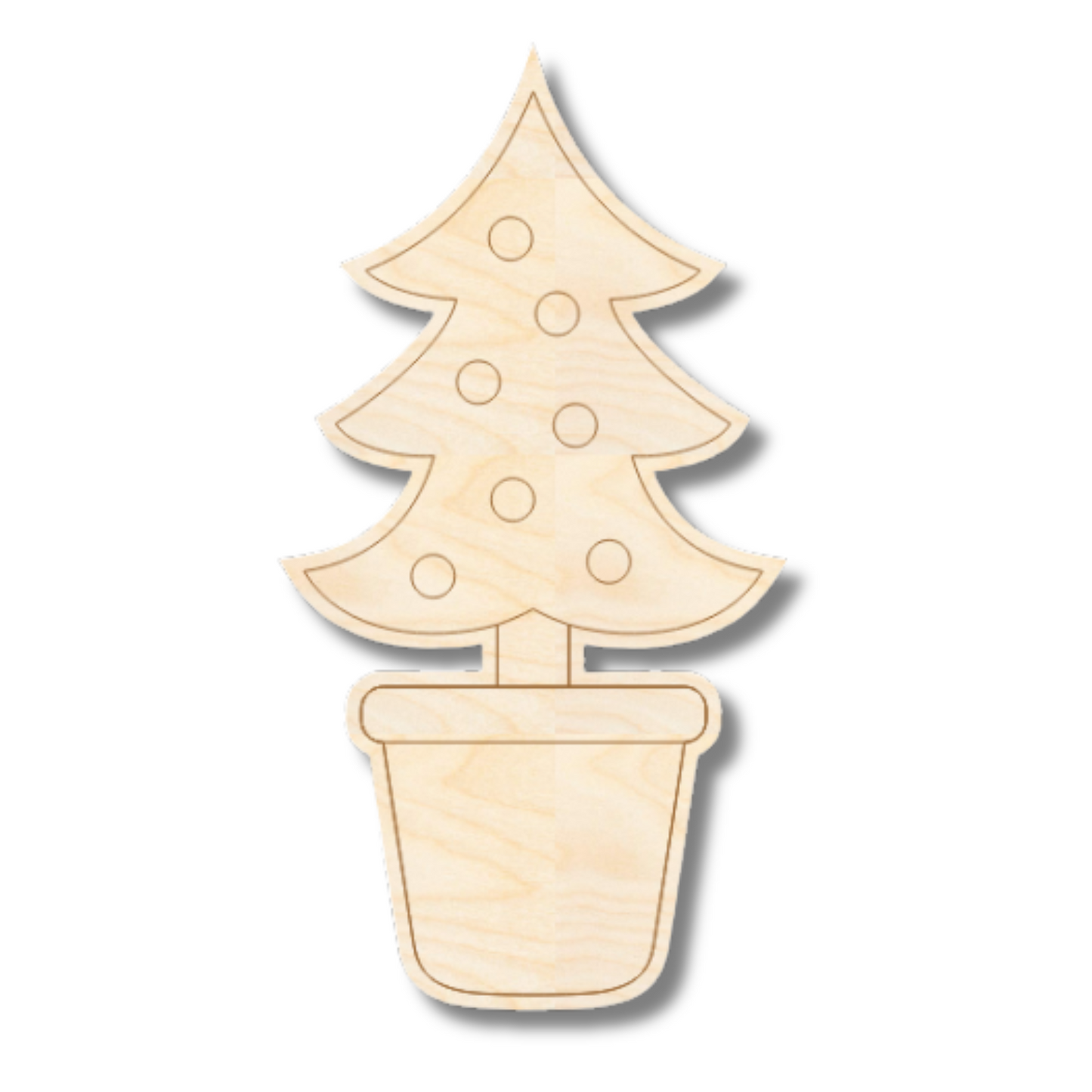 Unfinished Wood Etched Small Christmas Tree Shape | Paint By Line Crafts | up to 30" DIY