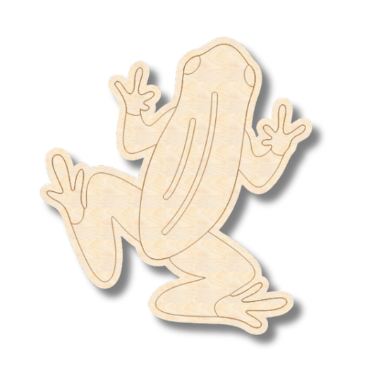 Unfinished Wood Etched Poison Dart Frog Shape | Paint By Line Crafts | up to 30" DIY