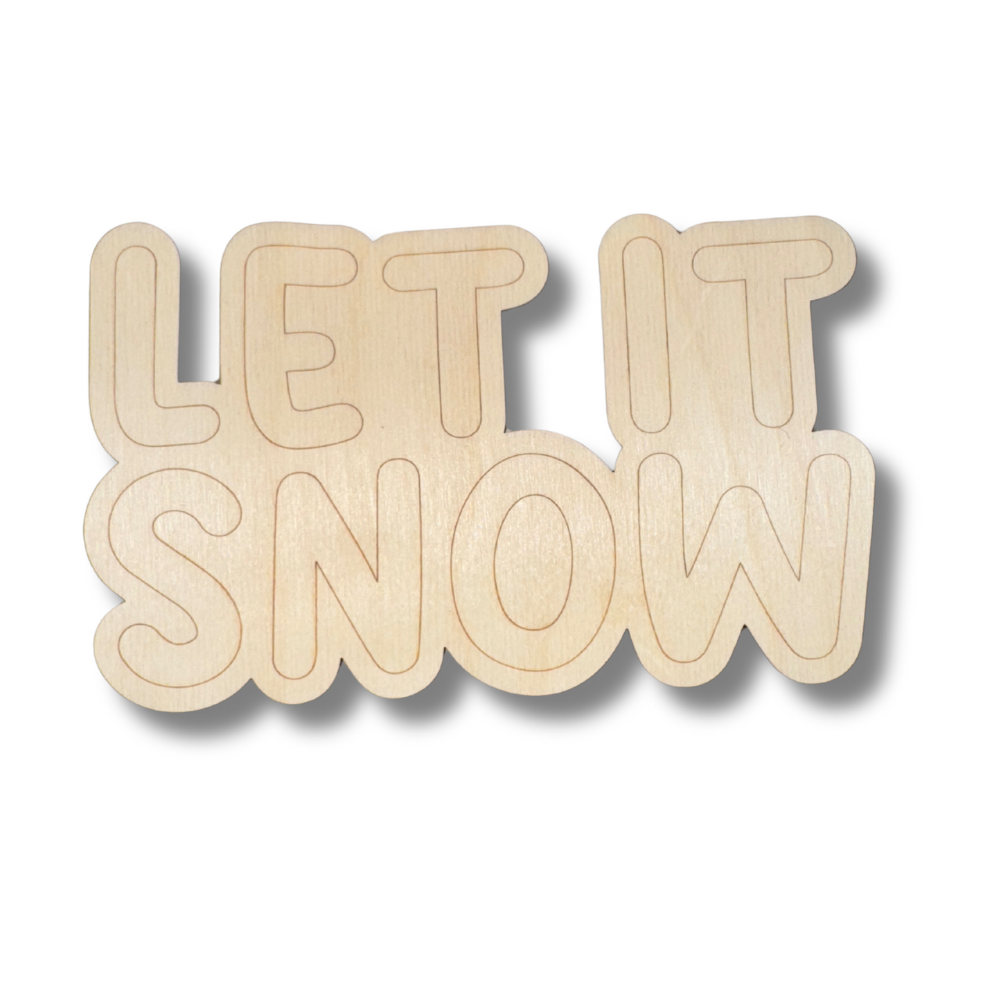 Unfinished Wood Etched Let It Snow Shape | Paint By Line Crafts | up to 30" DIY