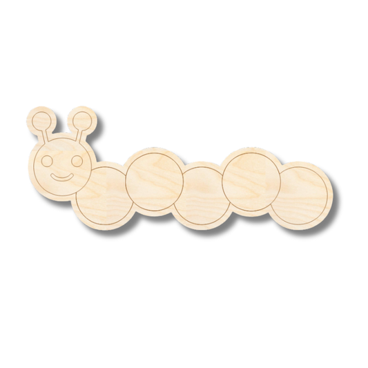 Unfinished Wood Etched Caterpillar Shape | Paint By Line Crafts | up to 30" DIY