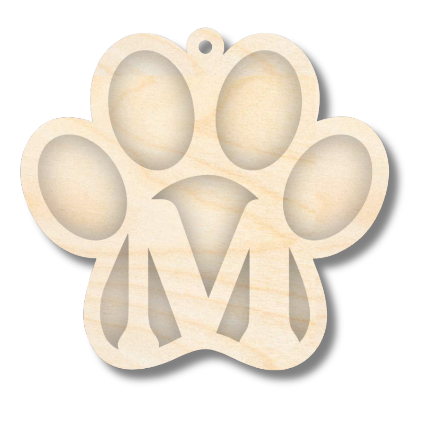 Unfinished Wood Layered Letter Paw Print Tags | A-Z | 2 Piece | 5" Wide | 1/8" Wood | Wood Craft DIY