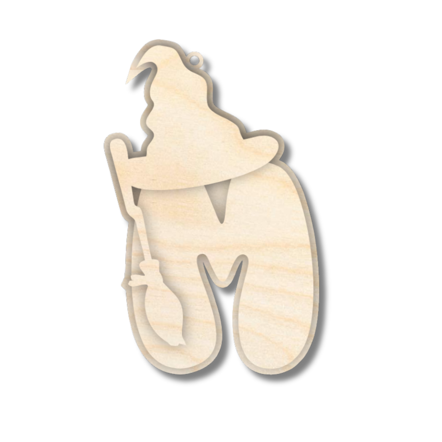 Unfinished Wood Layered Letter Halloween Witch Tags | A-Z | 3 Piece | 6" Tall | 1/8" Wood | Wood Craft DIY