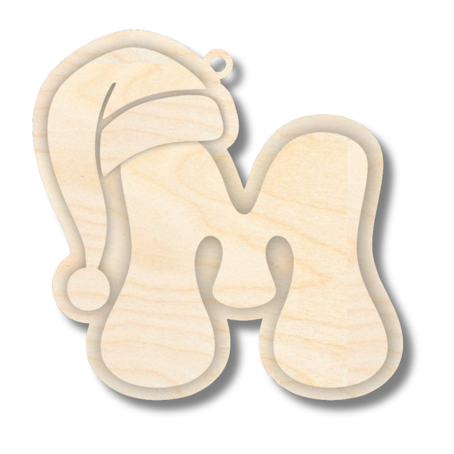 Unfinished Wood Layered Letter Santa Hat Tags | A-Z | 4 Piece | 6" Tall | 1/8" Wood | Wood Craft DIY