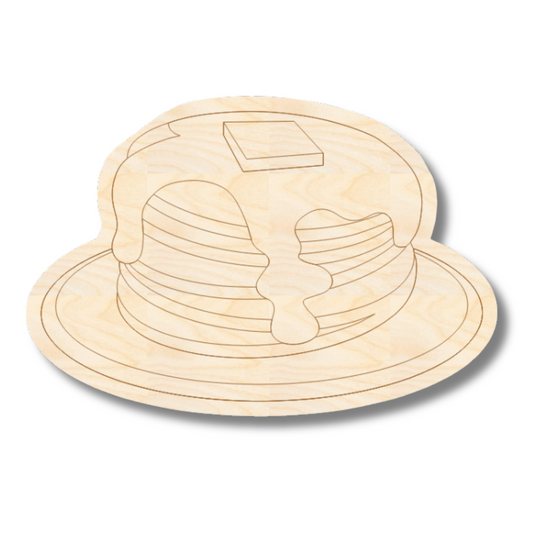Unfinished Wood Etched Stack of Pancakes Shape | Paint By Line Crafts | up to 30" DIY