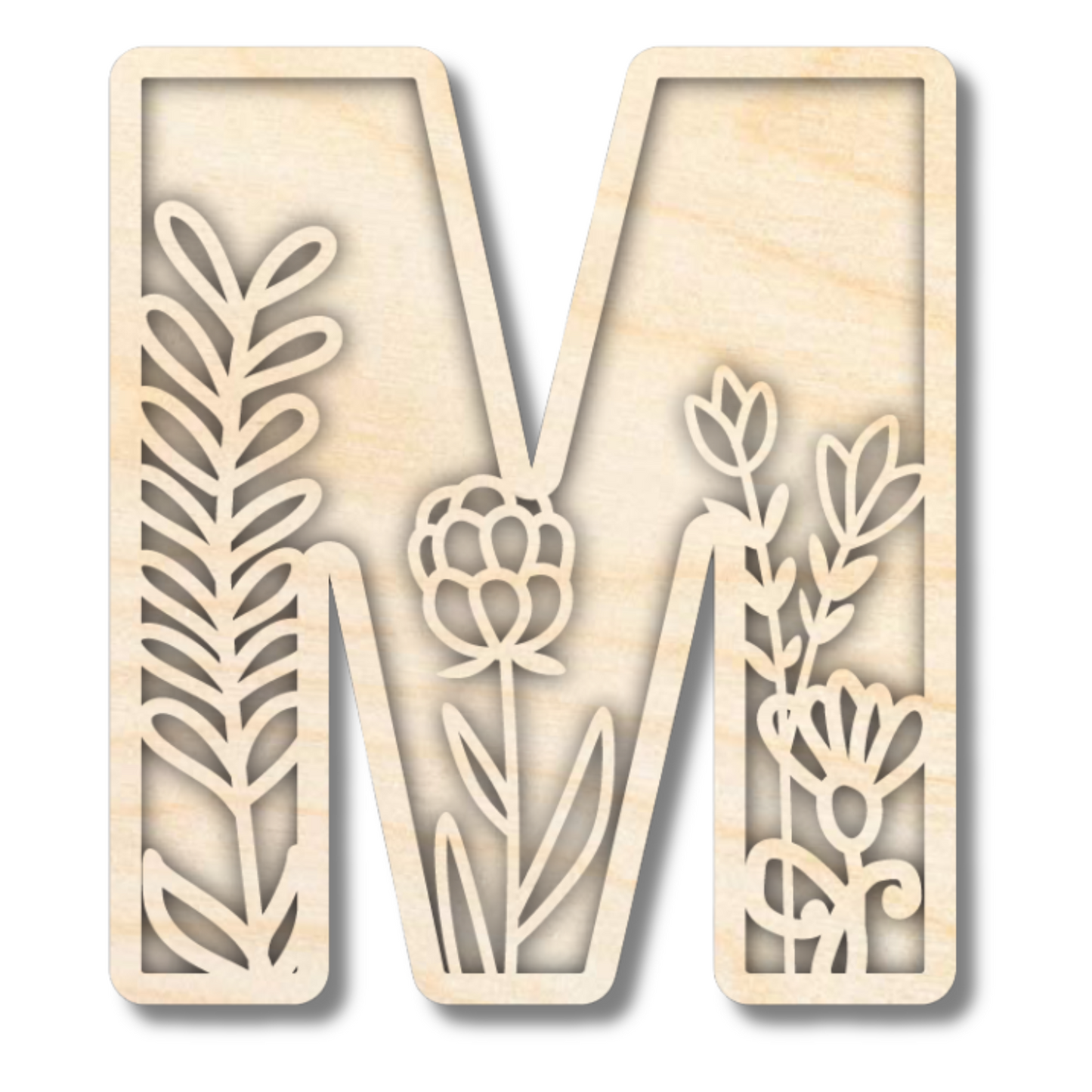 Unfinished Wood Layered Themed Letters | Wild Flowers | A-Z | 2 Piece | up to 24"