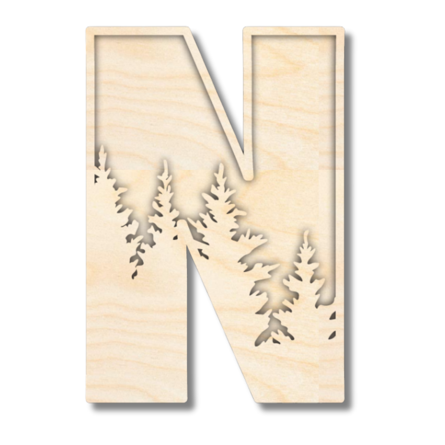 Unfinished Wood Layered Themed Letters | Pine Trees | A-Z | 2 Piece | up to 24"
