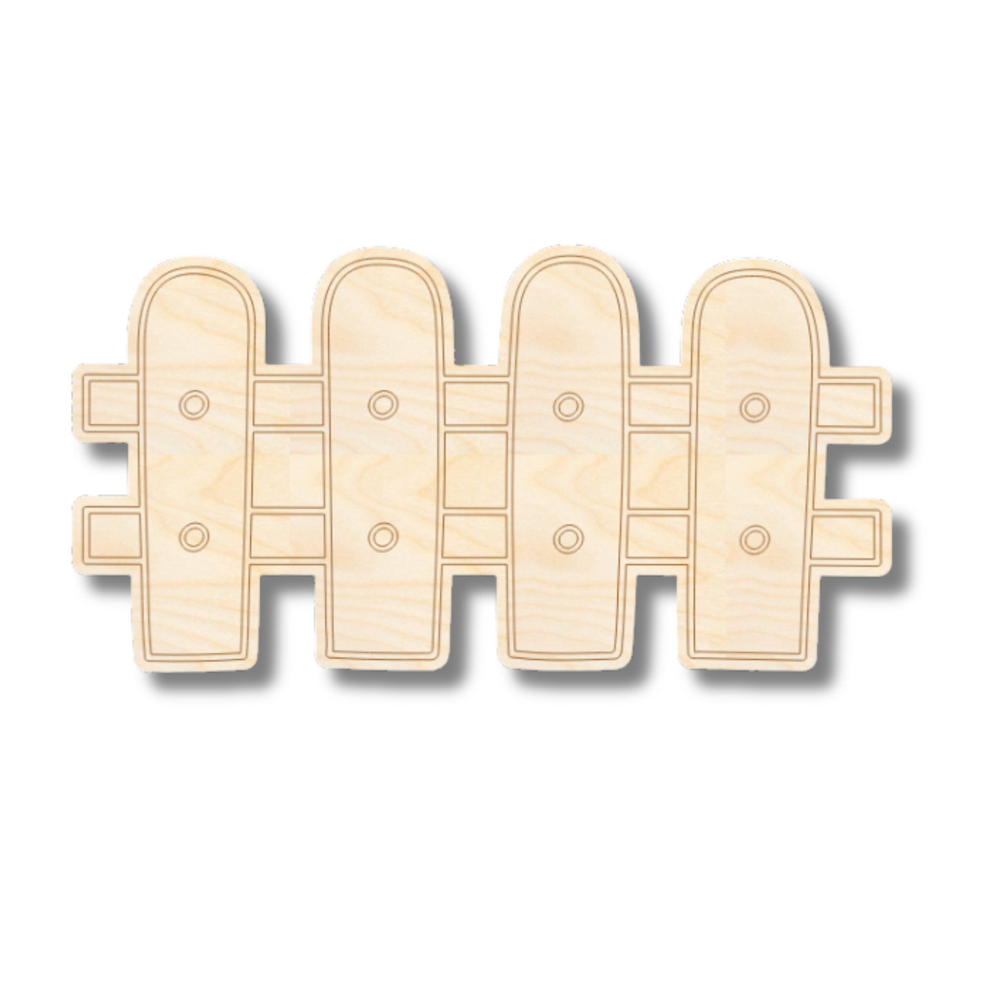 Unfinished Wood Etched Fence Shape | Paint By Line Crafts | up to 30" DIY