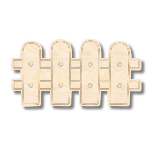 Unfinished Wood Etched Fence Shape | Paint By Line Crafts | up to 30" DIY