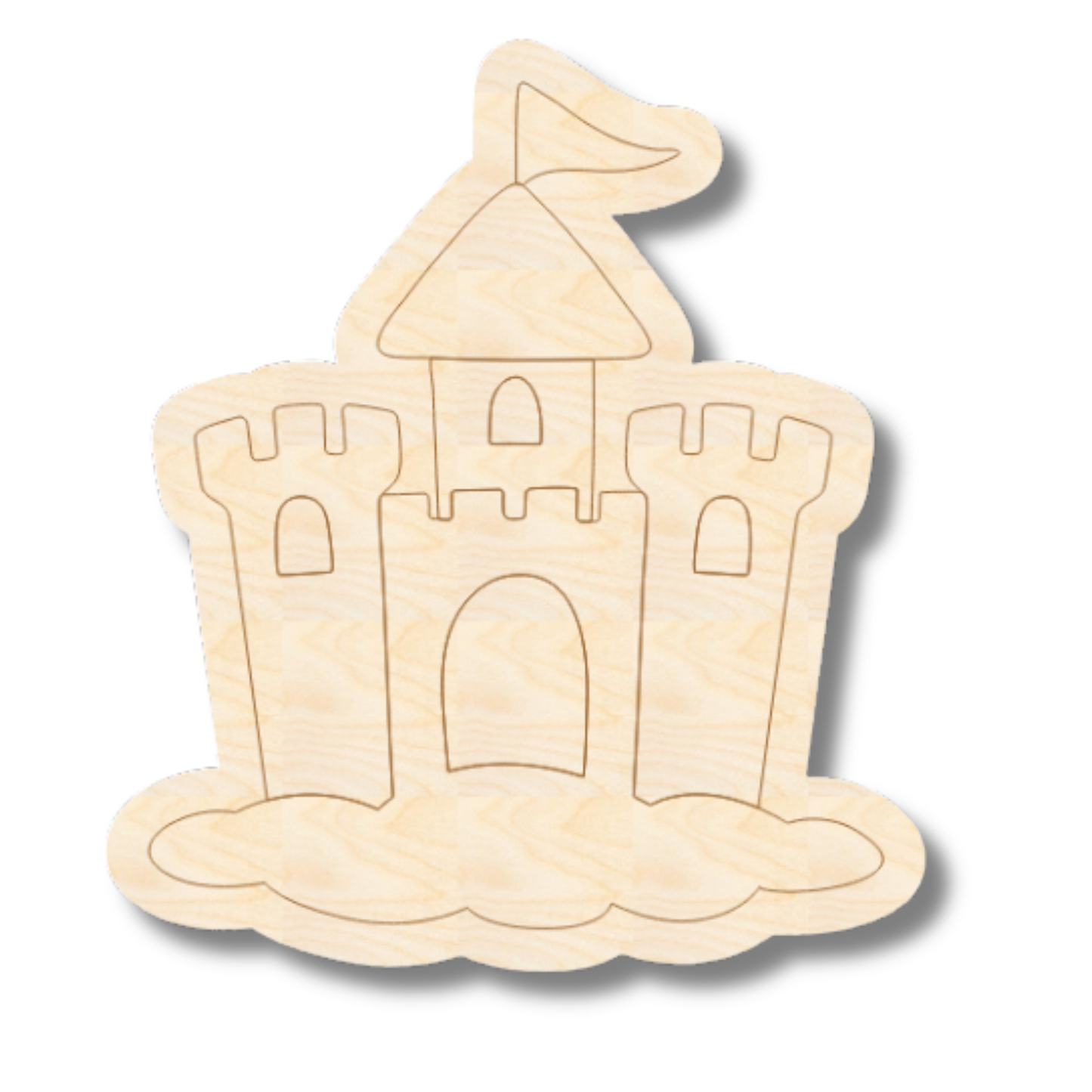 Unfinished Wood Etched Sandcastle Shape | Paint By Line Crafts | up to 30" DIY