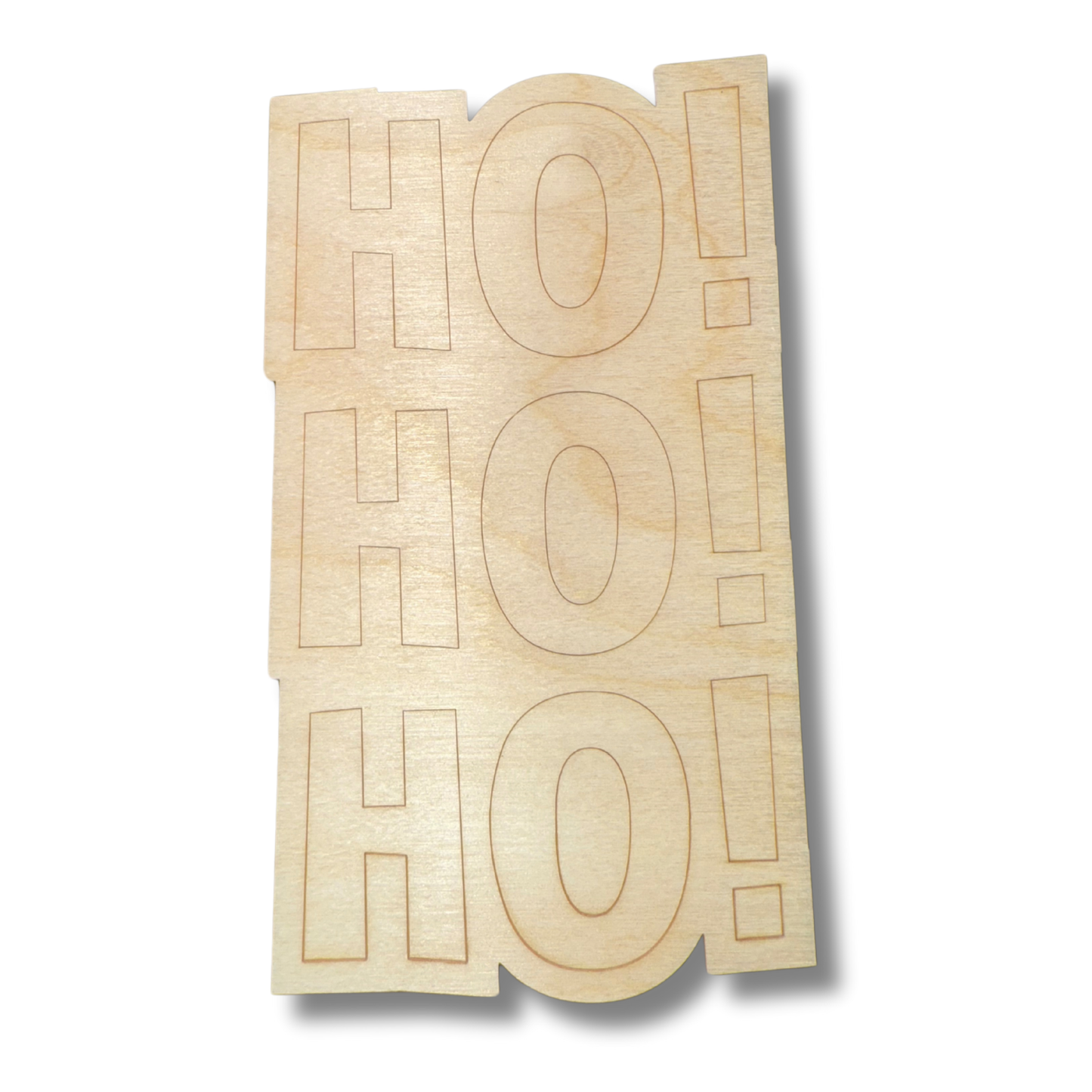 Unfinished Wood Etched HO HO HO Shape | Paint By Line Crafts | up to 30" DIY