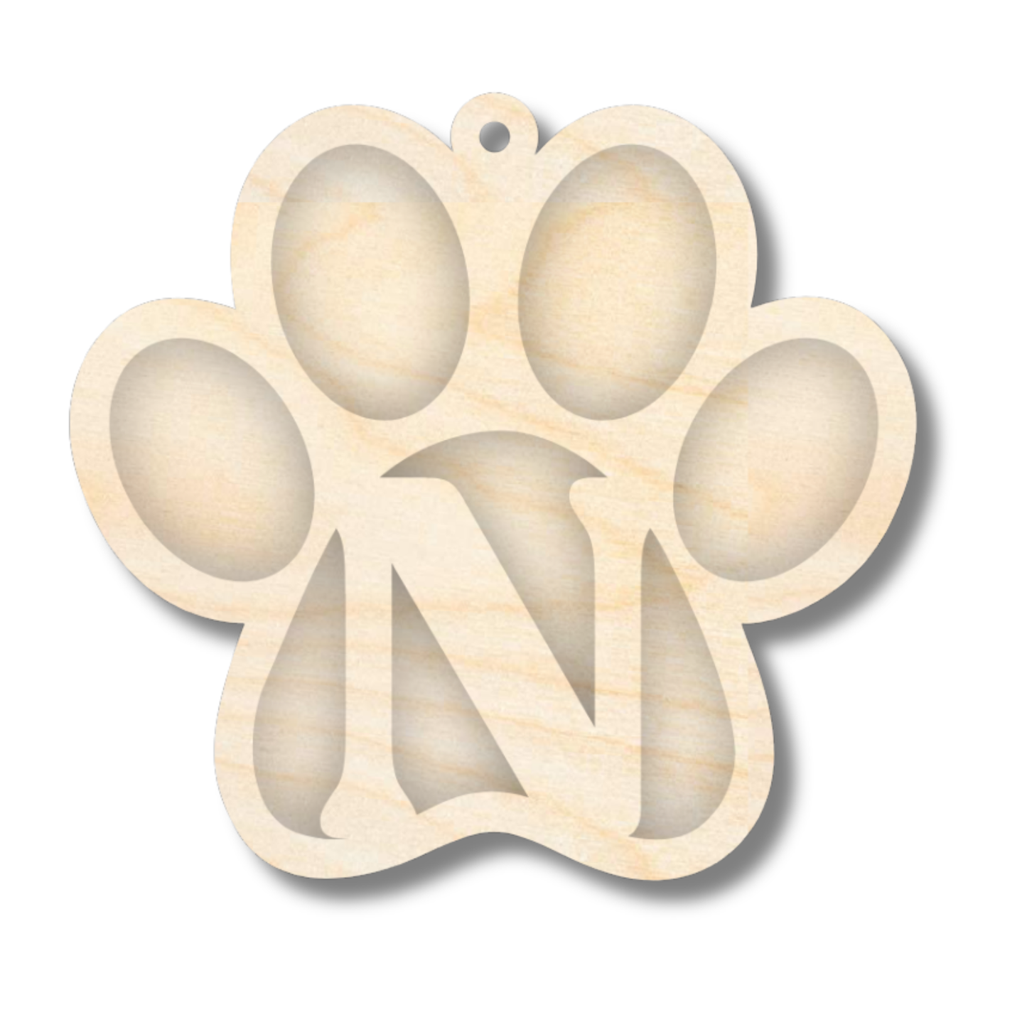 Unfinished Wood Layered Letter Paw Print Tags | A-Z | 2 Piece | 5" Wide | 1/8" Wood | Wood Craft DIY