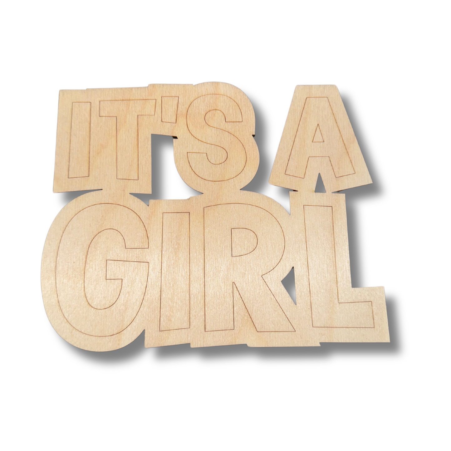 Unfinished Wood Etched It's A Girl Shape | Paint By Line Crafts | up to 30" DIY