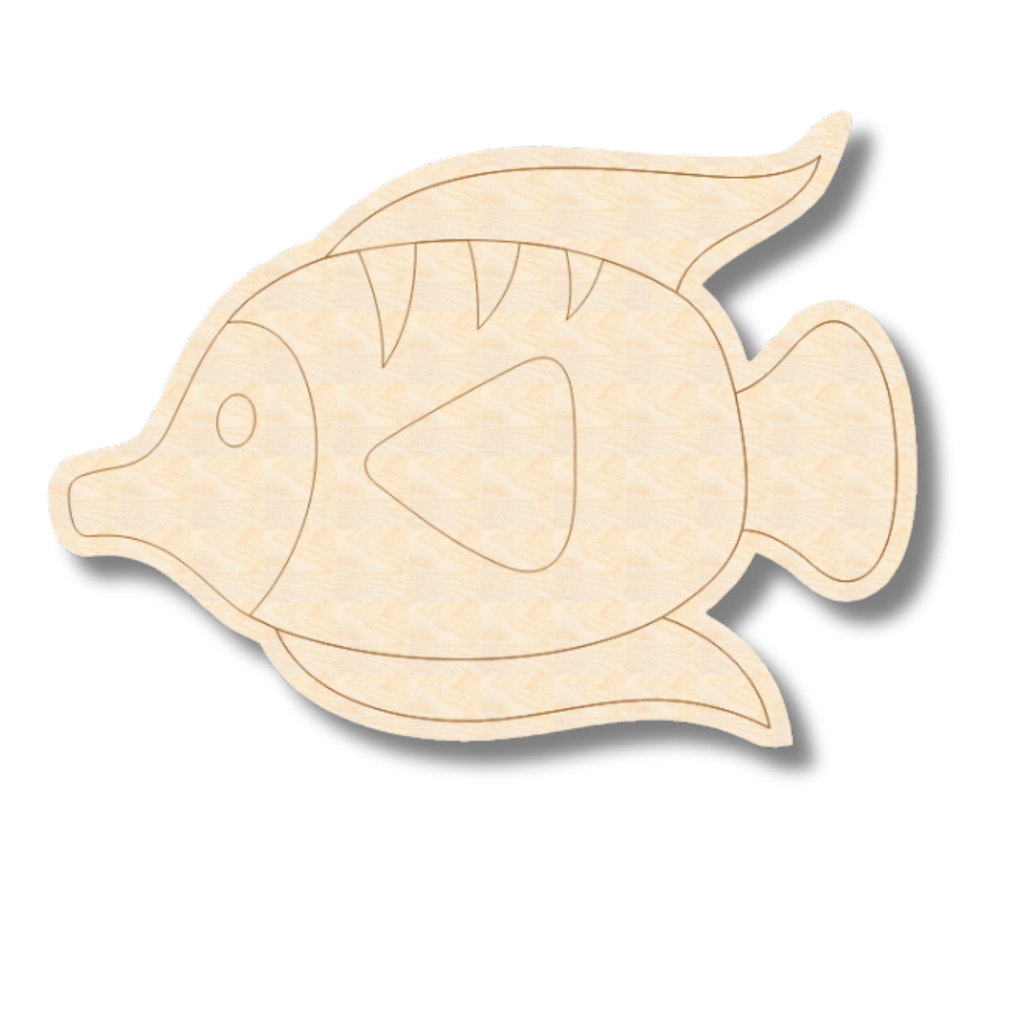 Unfinished Wood Etched Angel Ocean Fish Shape | Paint By Line Crafts | up to 30" DIY
