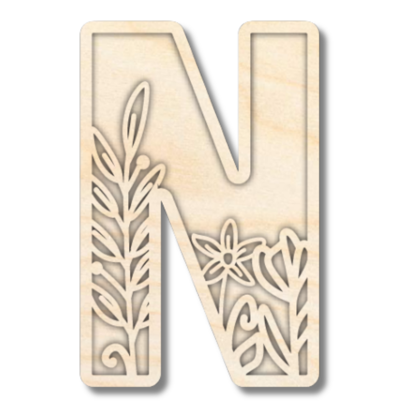 Unfinished Wood Layered Themed Letters | Wild Flowers | A-Z | 2 Piece | up to 24"