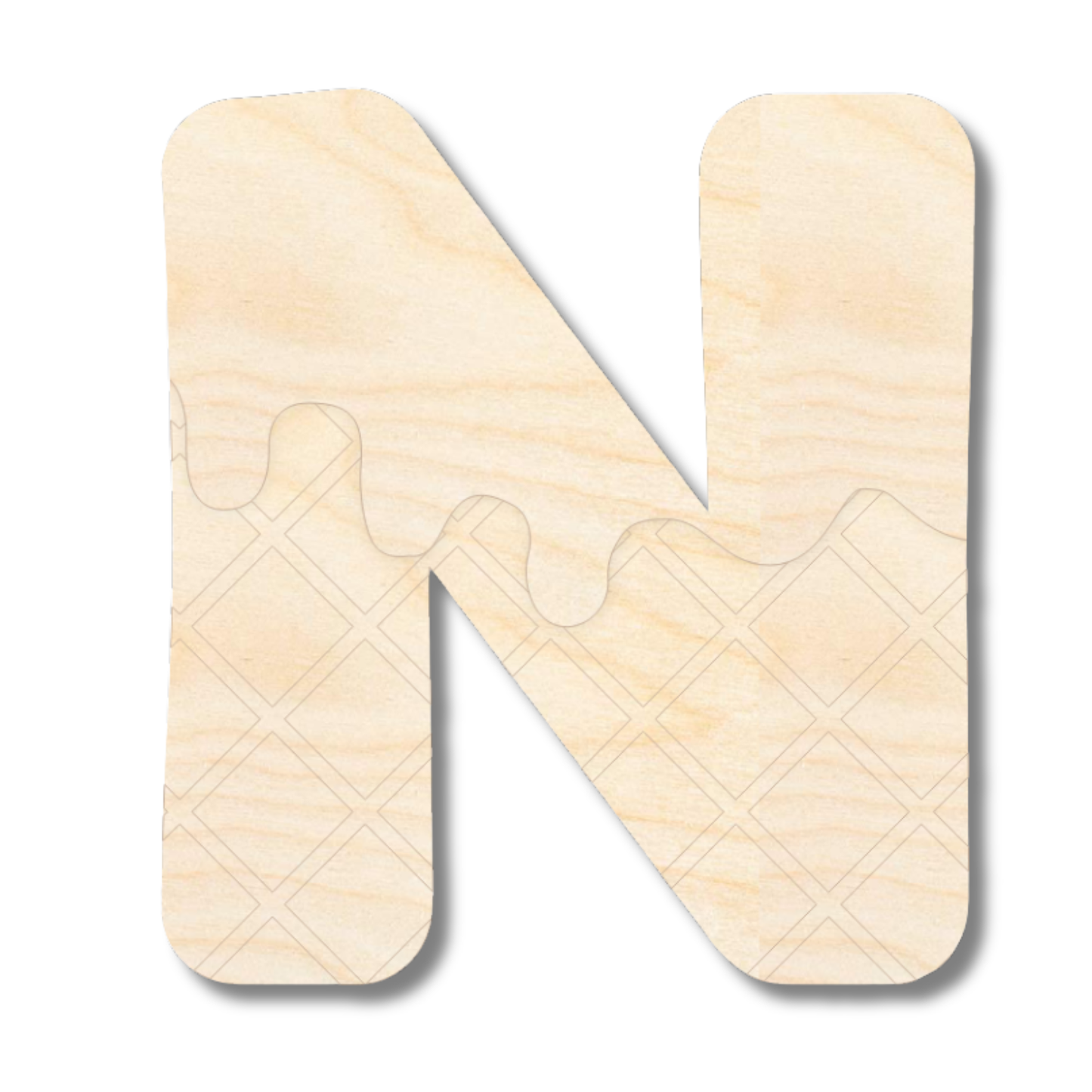 Unfinished Wood Layered Etched Themed Letters | Ice Cream | A-Z | 2 Piece | up to 24"