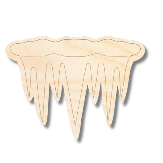 Unfinished Wood Etched Icicle Shape | Paint By Line Crafts | up to 30" DIY