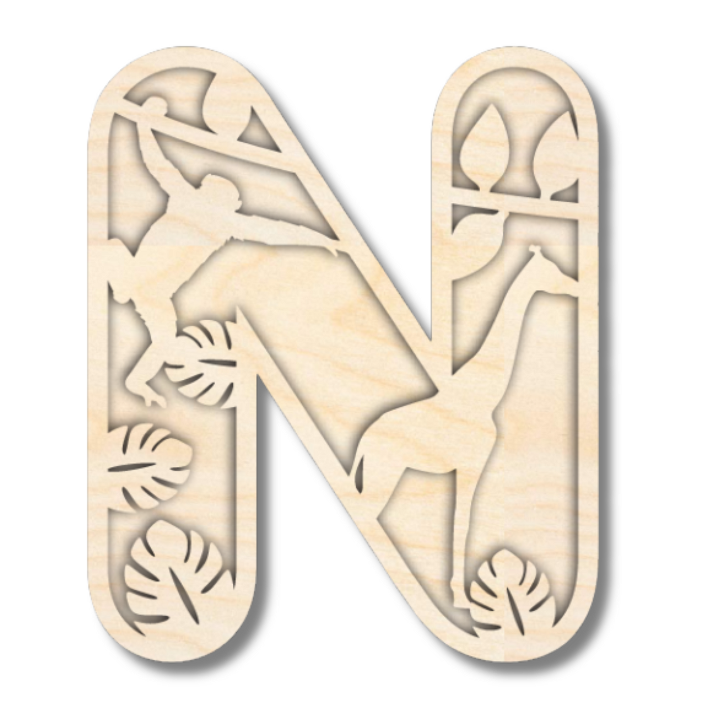 Unfinished Wood Layered Themed Letters | Jungle Animals | A-Z | 2 Piece | up to 24"