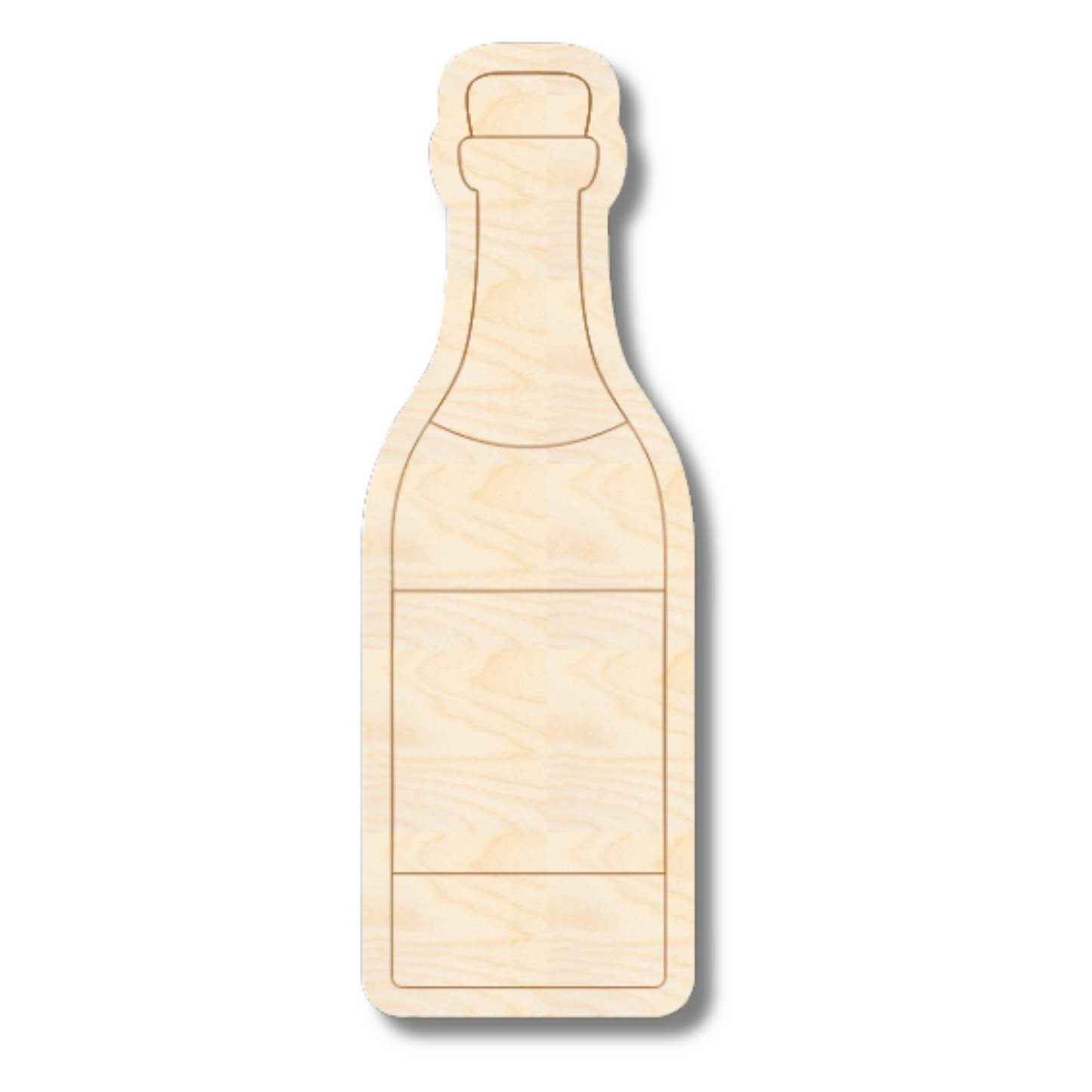 Unfinished Wood Etched Champagne Bottle Shape | Paint By Line Crafts | up to 30" DIY