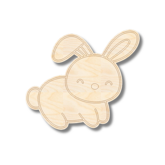 Unfinished Wood Etched Farm Bunny Shape | Paint By Line Crafts | up to 30" DIY