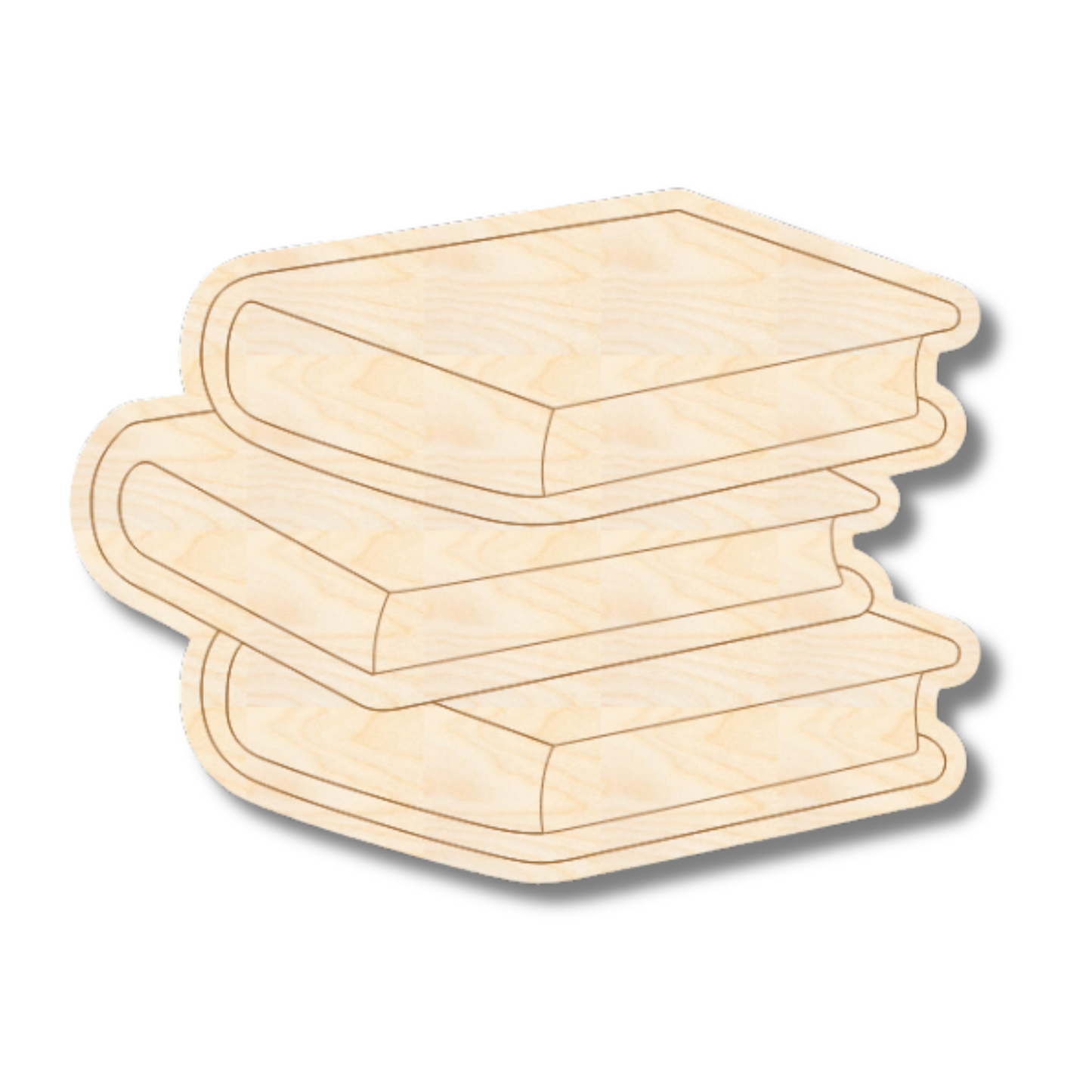 Unfinished Wood Etched Stack of Books Shape | Paint By Line Crafts | up to 30" DIY