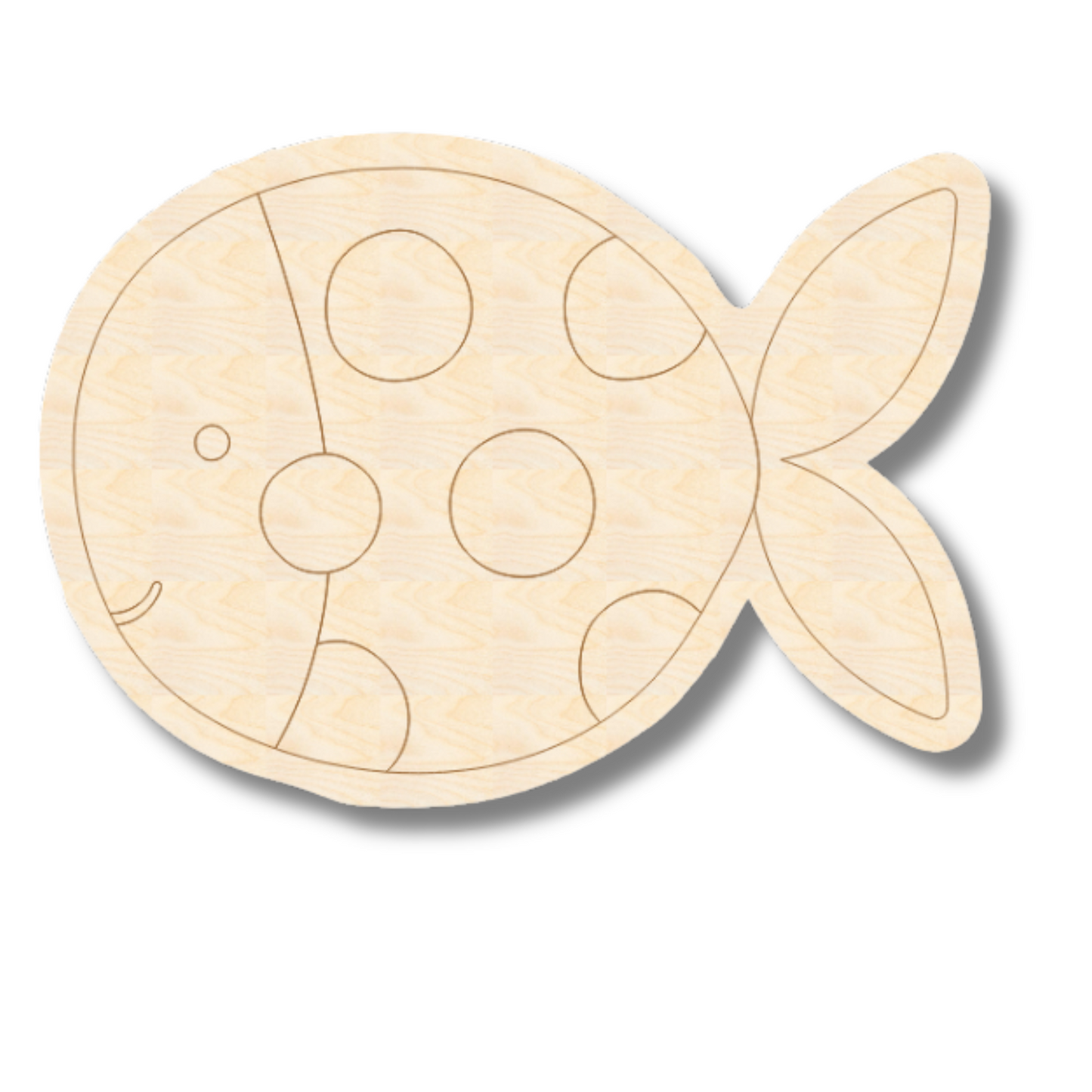 Unfinished Wood Etched Spotted Fish Shape | Paint By Line Crafts | up to 30" DIY