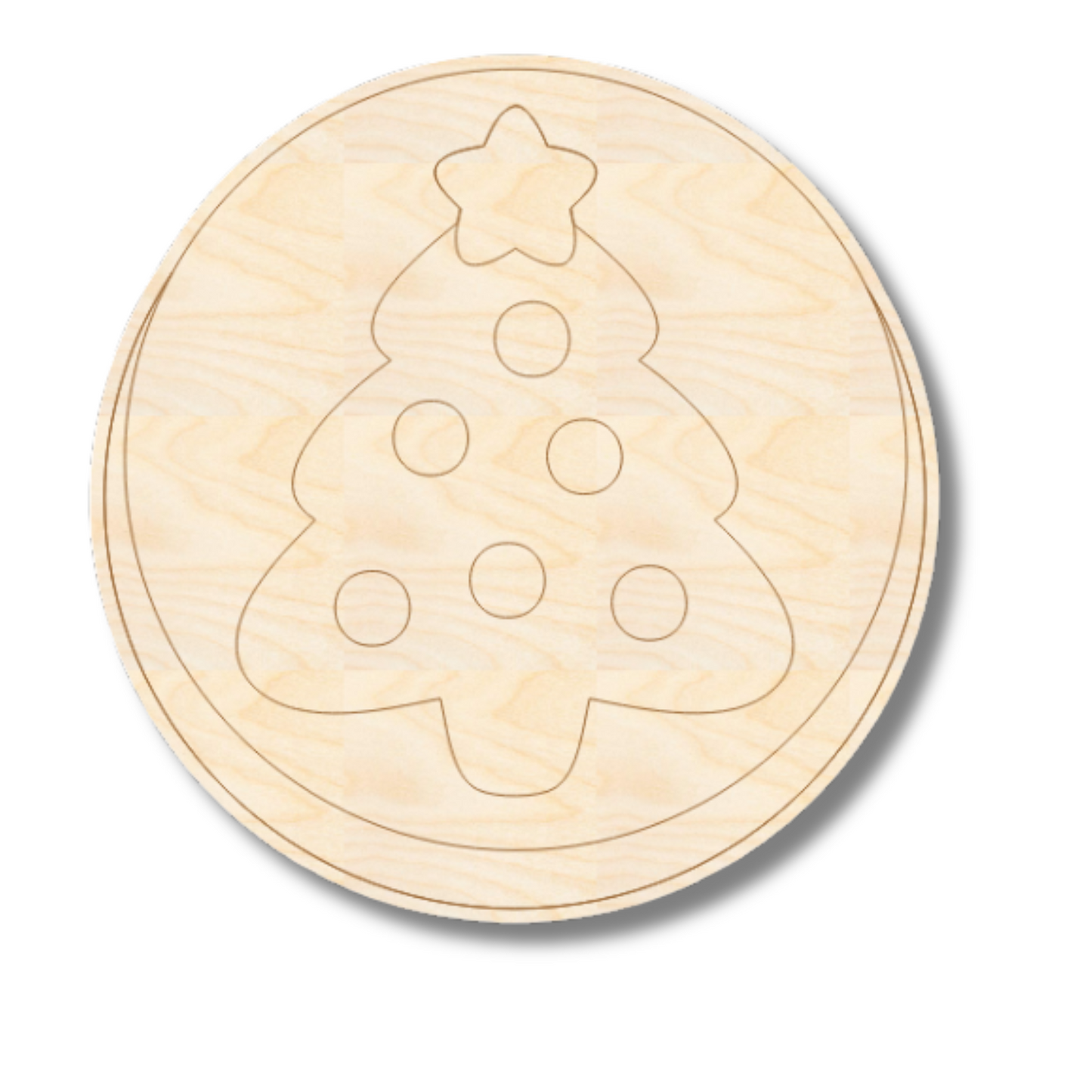 Unfinished Wood Etched Christmas Tree Cookie Shape | Paint By Line Crafts | up to 30" DIY