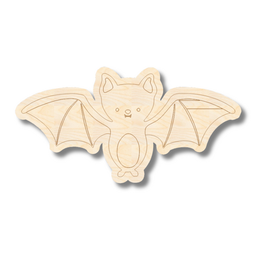 Unfinished Wood Etched Cute Bat Shape | Paint By Line Crafts | up to 30" DIY