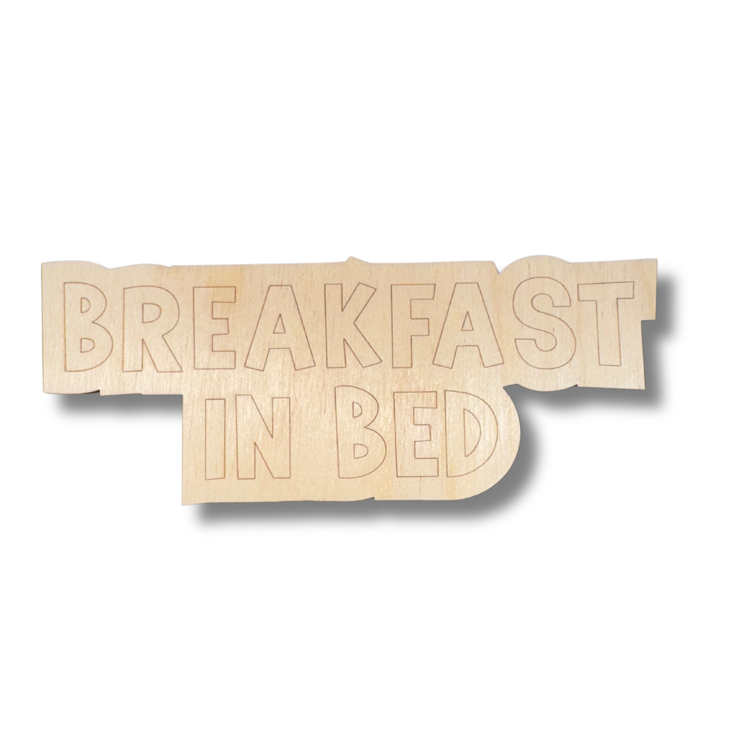 Unfinished Wood Etched Breakfast In Bed Shape | Paint By Line Crafts | up to 30" DIY