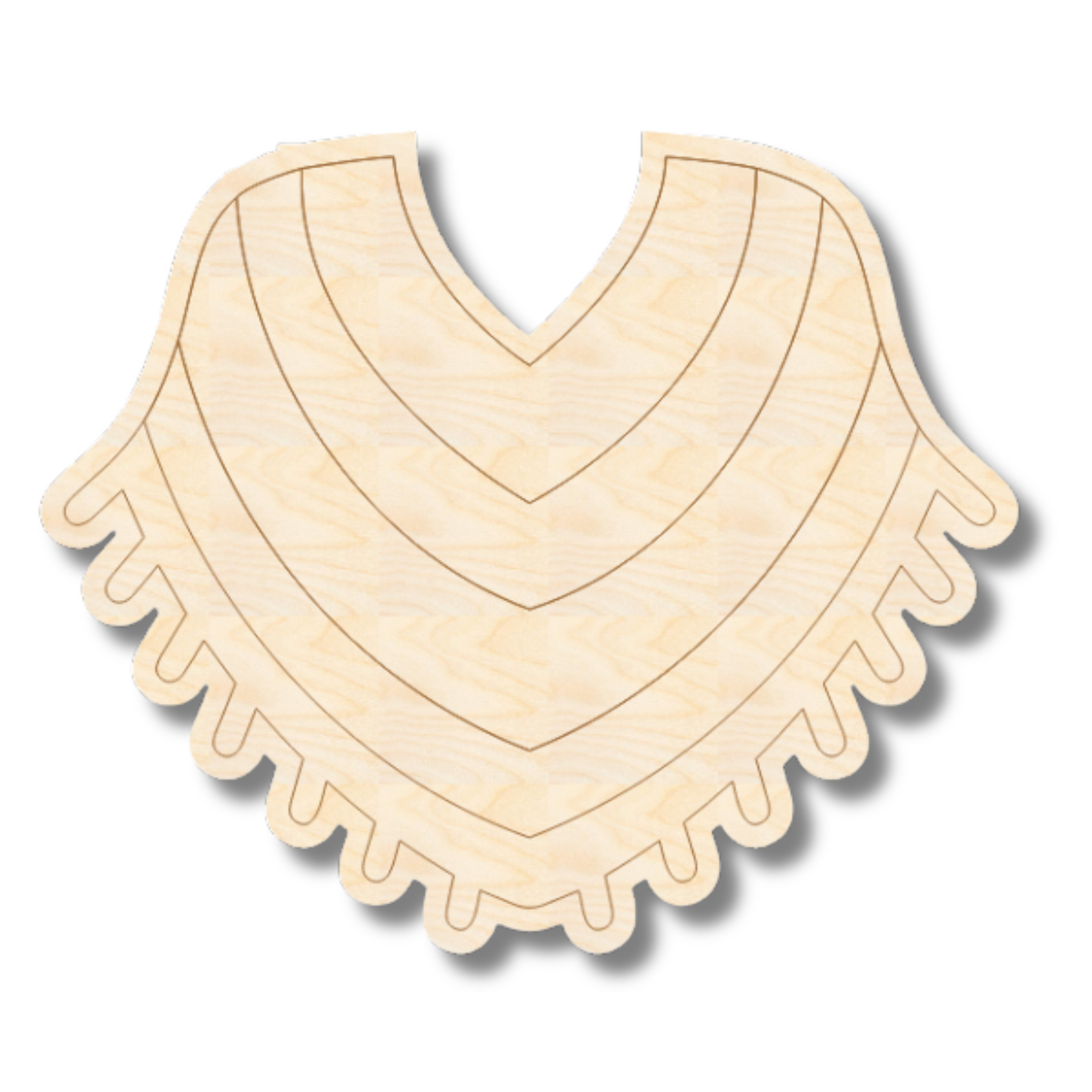 Unfinished Wood Etched Poncho Shape | Paint By Line Crafts | up to 30" DIY