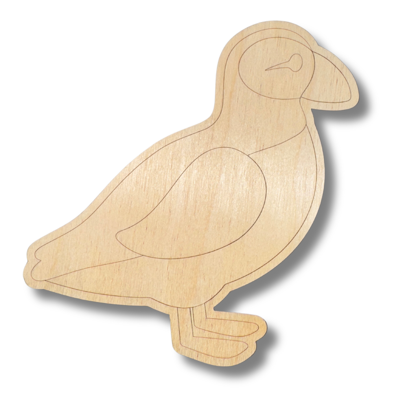 Unfinished Wood Etched Puffin Shape | Paint By Line Crafts | up to 30" DIY