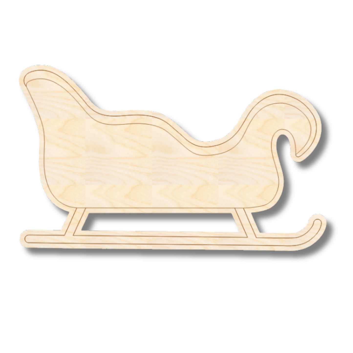 Unfinished Wood Etched Santa's Sleigh Shape | Paint By Line Crafts | up to 30" DIY