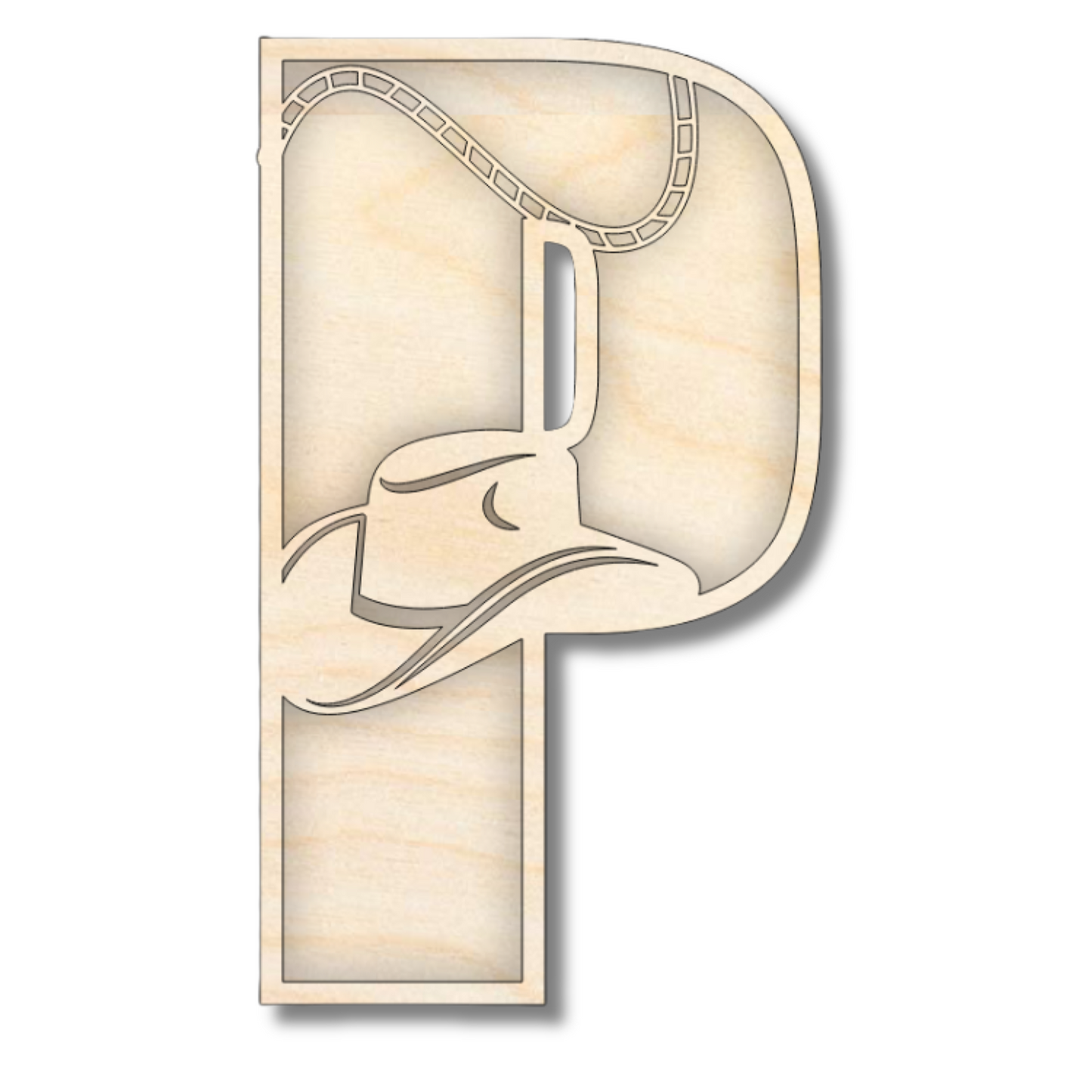 Unfinished Wood Layered Themed Letters | Rodeo | A-Z | 2 Piece | up to 24"