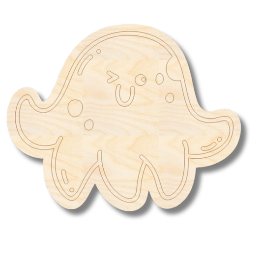 Unfinished Wood Etched Octopus Shape | Paint By Line Crafts | up to 30" DIY