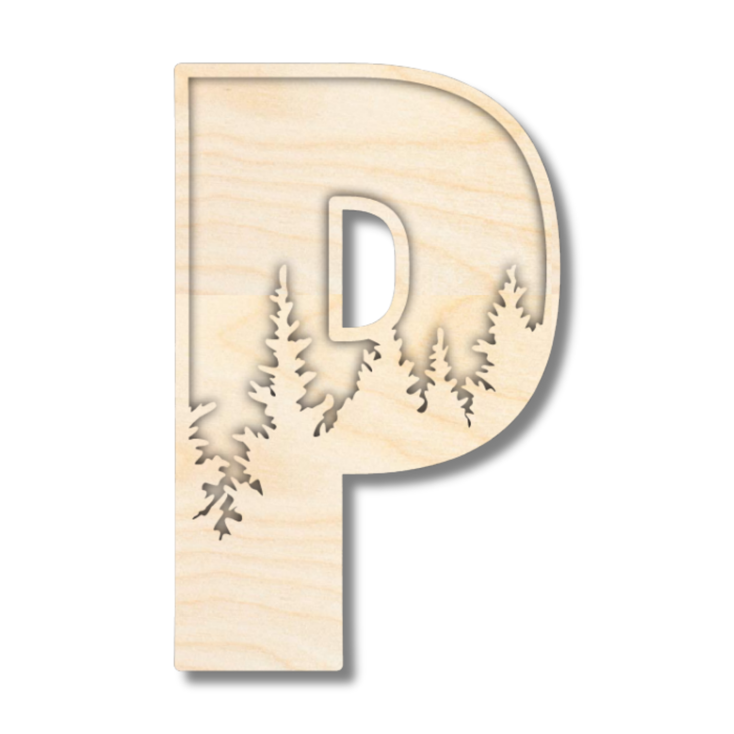 Unfinished Wood Layered Themed Letters | Pine Trees | A-Z | 2 Piece | up to 24"
