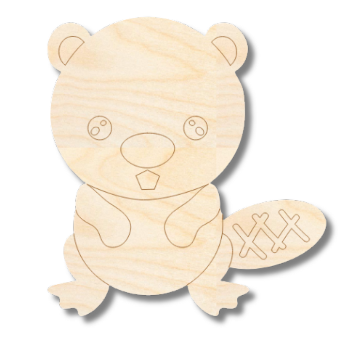 Unfinished Wood Etched Beaver Shape | Paint By Line Crafts | up to 30" DIY