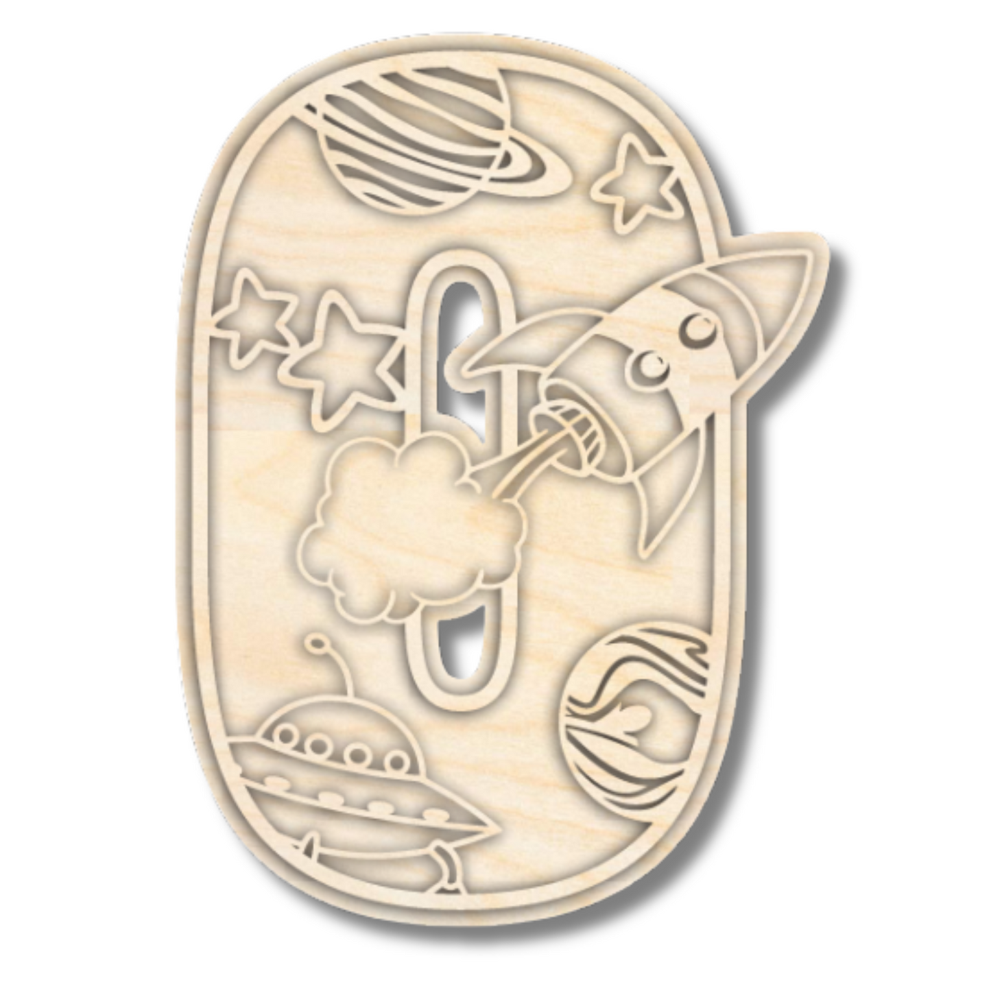 Unfinished Wood Layered Themed Letters | Space | A-Z | 2 Piece | up to 24"