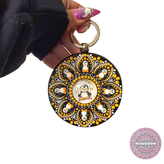 Penguin Mandala Purse Pendant 3”