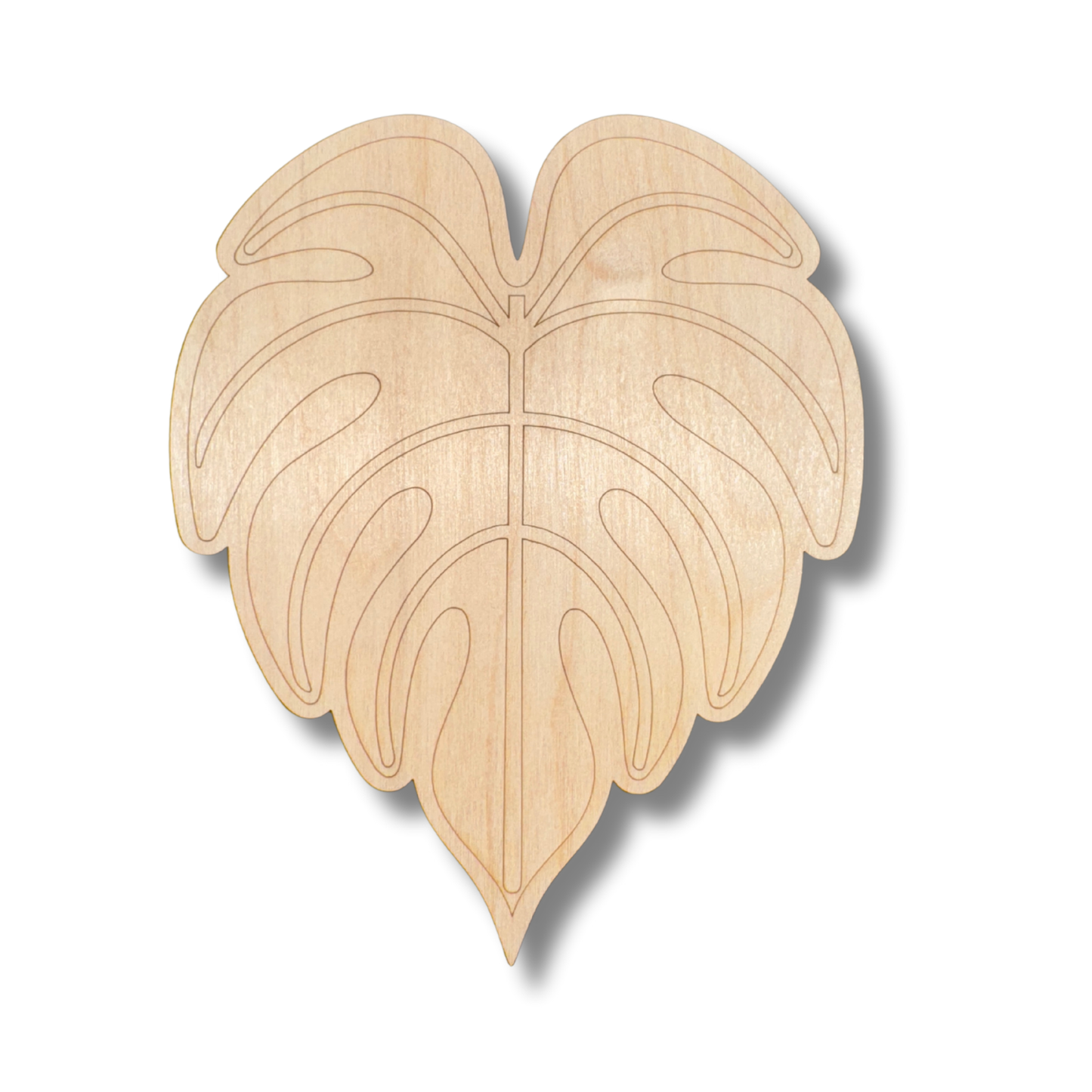 Unfinished Wood Etched Monstera Leaf Shape | Paint By Line Crafts | up to 30" DIY