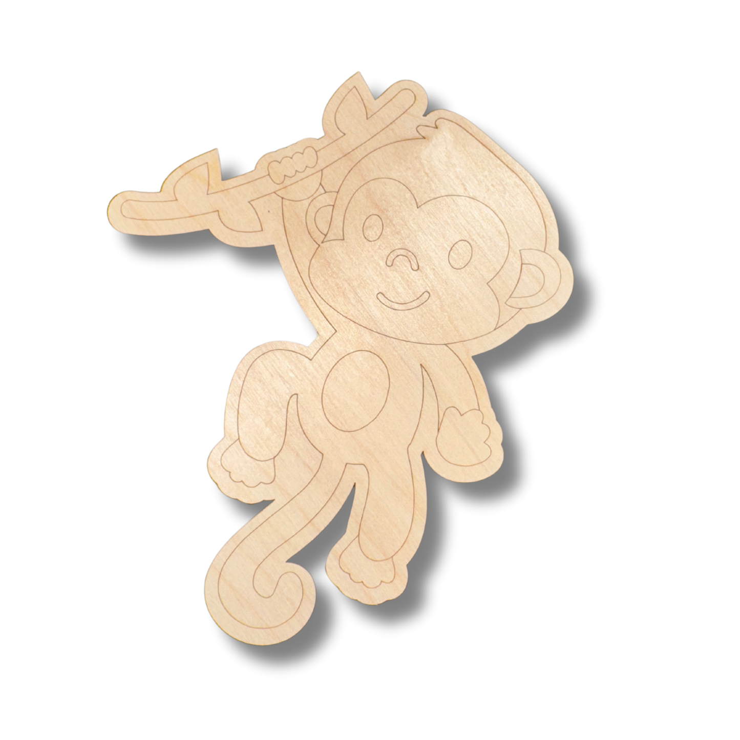 Unfinished Wood Etched Monkey Shape | Paint By Line Crafts | up to 30" DIY