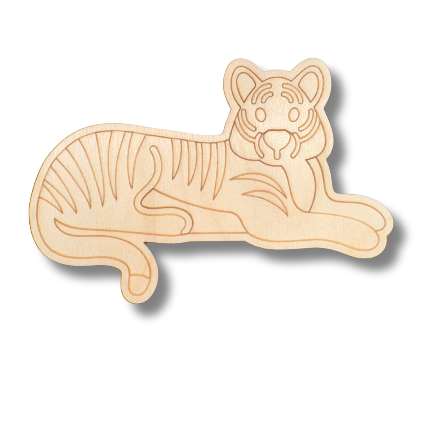 Unfinished Wood Etched Tiger Shape | Paint By Line Crafts | up to 30" DIY