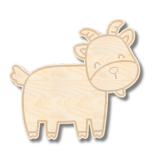 Unfinished Wood Etched Farm Goat Shape | Paint By Line Crafts | up to 30" DIY