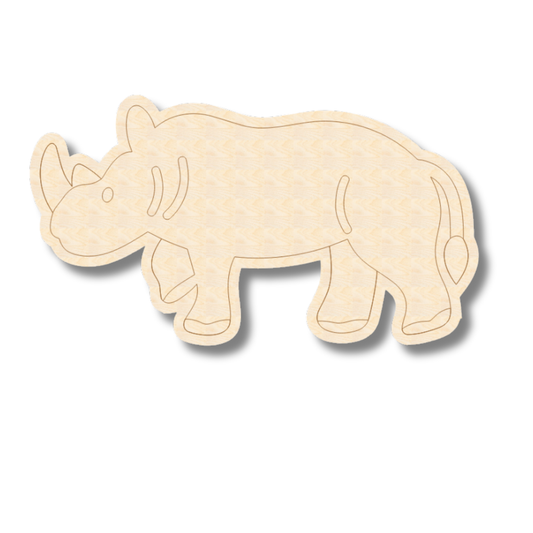 Unfinished Wood Etched Rhino Shape | Paint By Line Crafts | up to 30" DIY