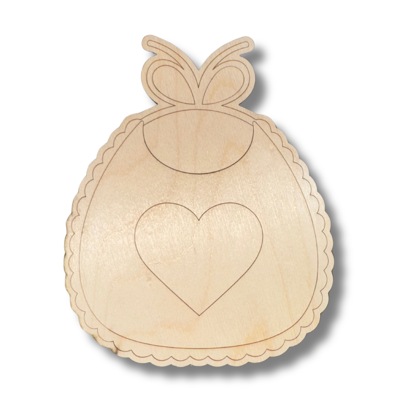 Unfinished Wood Etched Heart Bib Shape | Paint By Line Crafts | up to 30" DIY