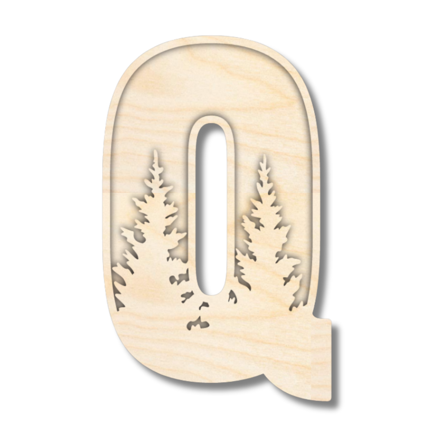 Unfinished Wood Layered Themed Letters | Pine Trees | A-Z | 2 Piece | up to 24"