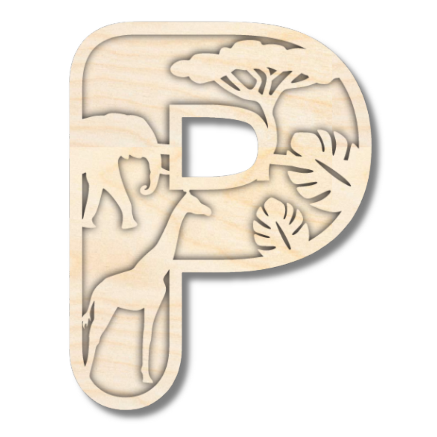 Unfinished Wood Layered Themed Letters | Jungle Animals | A-Z | 2 Piece | up to 24"